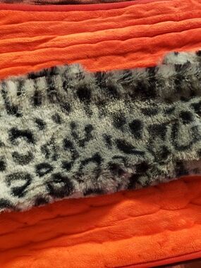 Leopard Print Faux Fur Headband Gray and Black